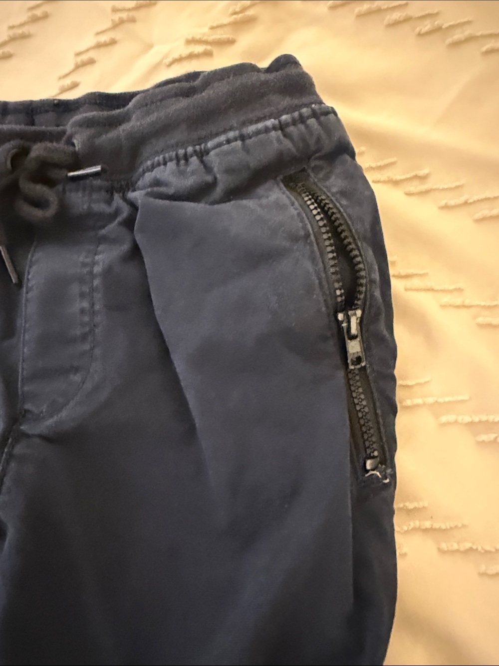 Navy Draw String Pants with Zipper Pockets - Picture 3 of 8